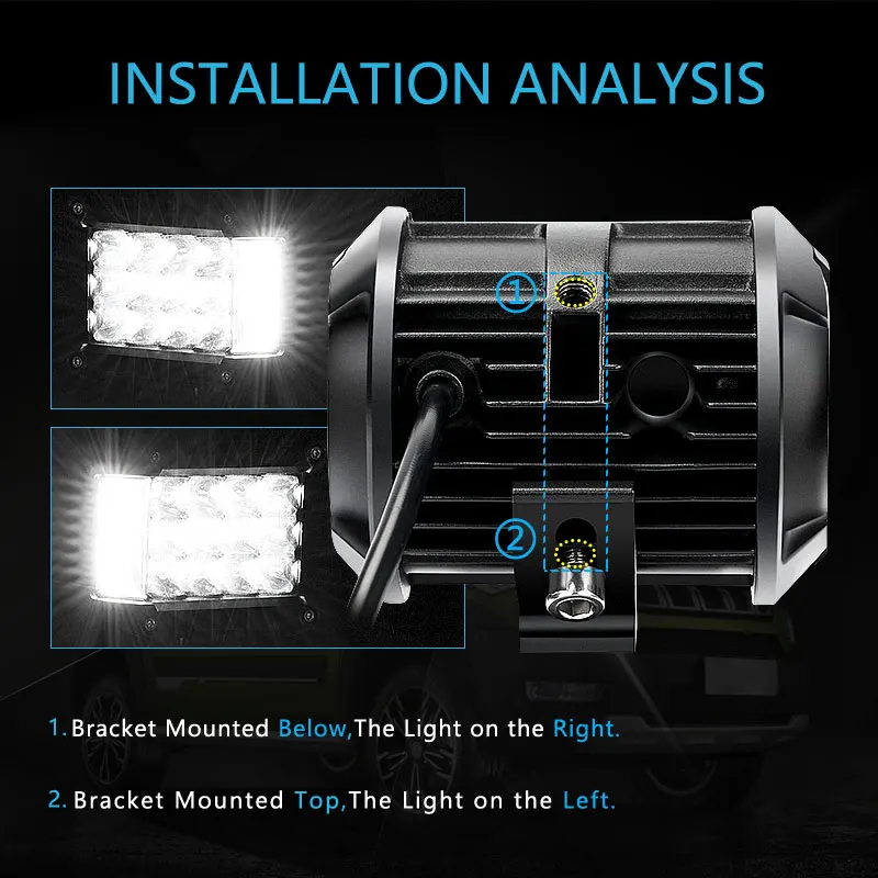 2 шт. 4 дюйма 57 W светодиодный свет работы бар 3 ряда Combo Work Light стручки внедорожные