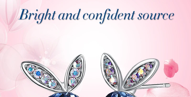 Прекрасные серьги в виде животных синий кристалл форме Swarovski кролик стильные серьги 925 пробы серебро прекрасное ювелирное дело вечерние подарки