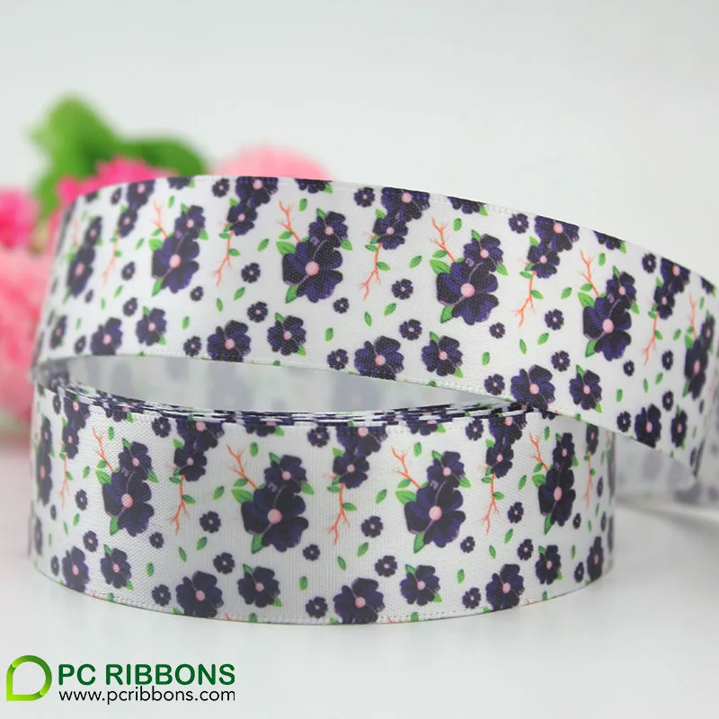 Красочные цветочные печатных атласной лентой красивый цветок печатные ленты