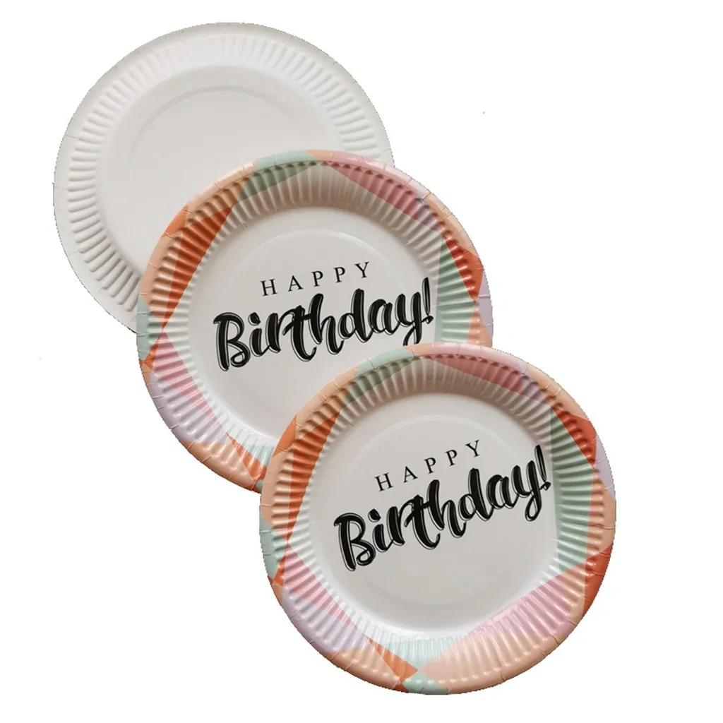 Disposable Party Tableware Happy Birthday 7 inch Paper Pallet birthday Festival Cake Tray 20Pcs A Set Dropshipping HX0625 | Дом и сад
