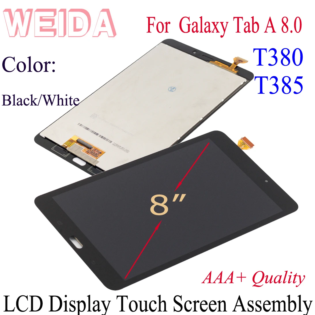 

WEIDA LCD Replacment 8" For Samsung Galaxy Tab A 8.0 T380 T385 LCD Display Touch Screen Assembly SM T380 WIFI/ SM-T385 3G