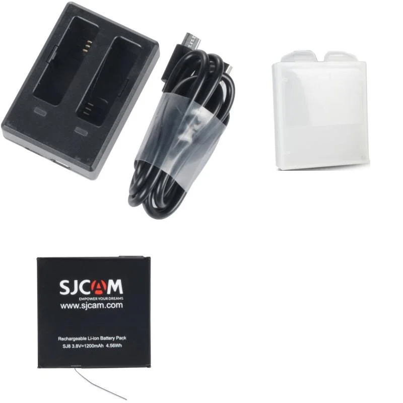 charger and 1battery SJCAM SJ8 серия 1200 мАч Зарядное устройство двойной зарядное устройство/чехол для SJ8 Pro/SJ8 Plus/SJ8 Air Actioin аксессуары для камеры - Цвет: charger and 1battery