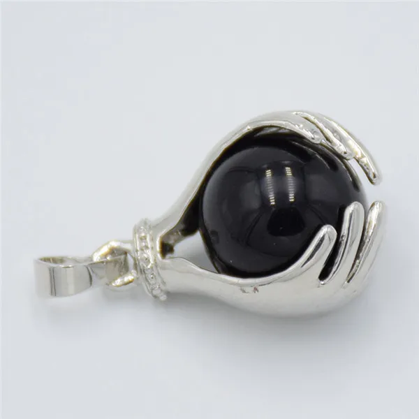 Black Agates Натуральные аметисты горный Кристальный кулон ручной работы круглый шар бисера ожерелья подвески Йога Исцеление чакры в рейки для женщин мужчин ювелирные изделия - Окраска металла: Black Agates