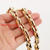 wholesale retail 2212mm trendy stainless steel gold color hollow out coffee beads bean chain neklace men womens jewelry