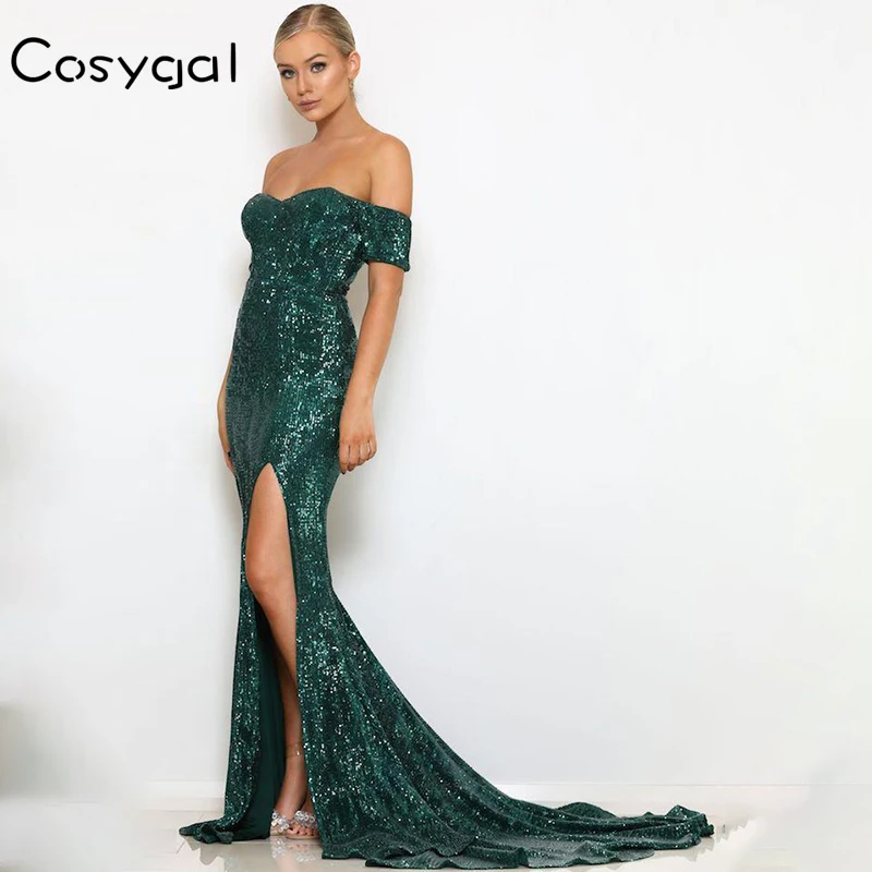 COSYGAL, сексуальное, с открытыми плечами, осеннее платье, женское, с открытой спиной и разрезами по бокам, длинное платье,, с блестками, богемное, макси платье для вечеринки, vestidos