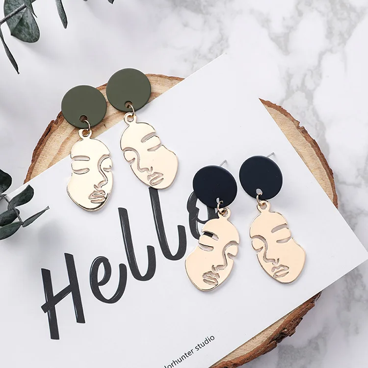 2017 Лидер продаж абстрактный металл уход за кожей лица свисающие серьги для