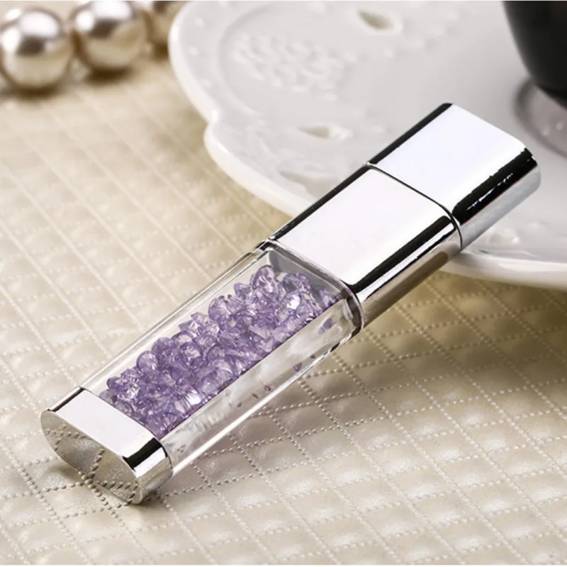 Purple Кристальный светодиодный светильник, флеш-накопитель 128 Мб, 4 ГБ, 8 ГБ, 16 ГБ, 32 ГБ, гаджет, USB флешка, 64 ГБ, пользовательский USB флеш-накопитель, USB 2,0, флешка, карта памяти - Цвет: Purple