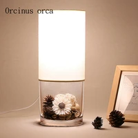 nordic modern simple dry flower glass table lamp study bedroom bedside lamp creative plant ecological table lamp
