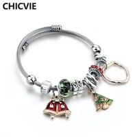 chicvie christmas tree bell bracelets bangles charms for women silver bracelet christmas gift luxury brand bracelets sbr180132
