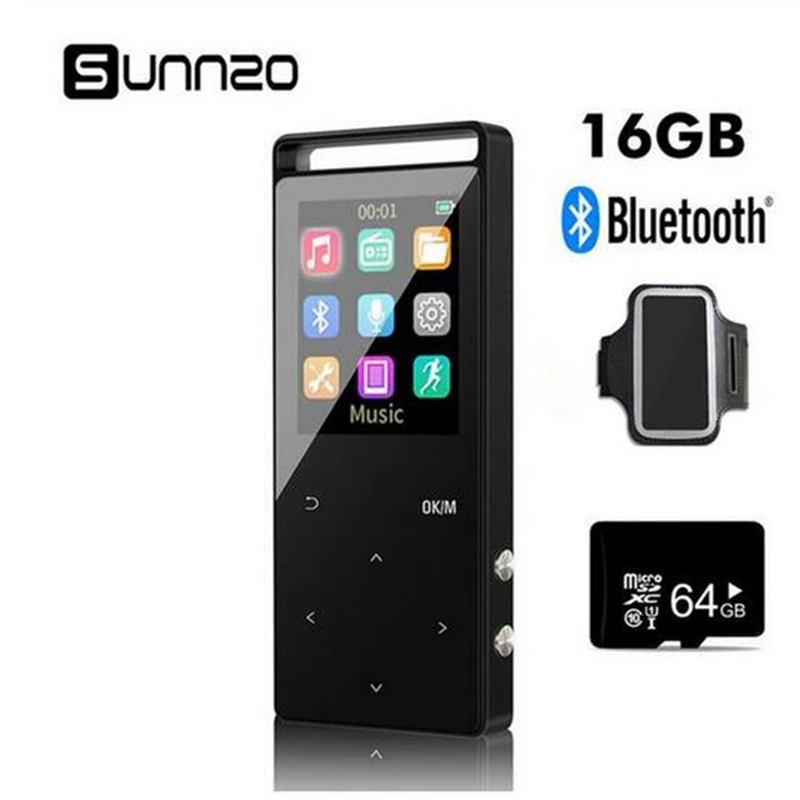 Bluetooth MP3 плеер 16 Гб HiFi Цифровой музыкальный мини FM радио шагомер с бесплатной