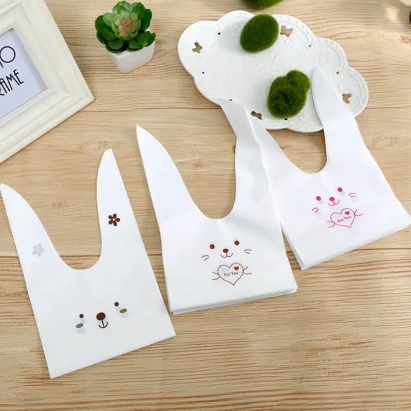 50 pcs White Rabbit ears cartoon animal cookie Gift Bag for Christmas birthday Party Candy Food&ampHandmade soap Packaging bags | Дом и сад