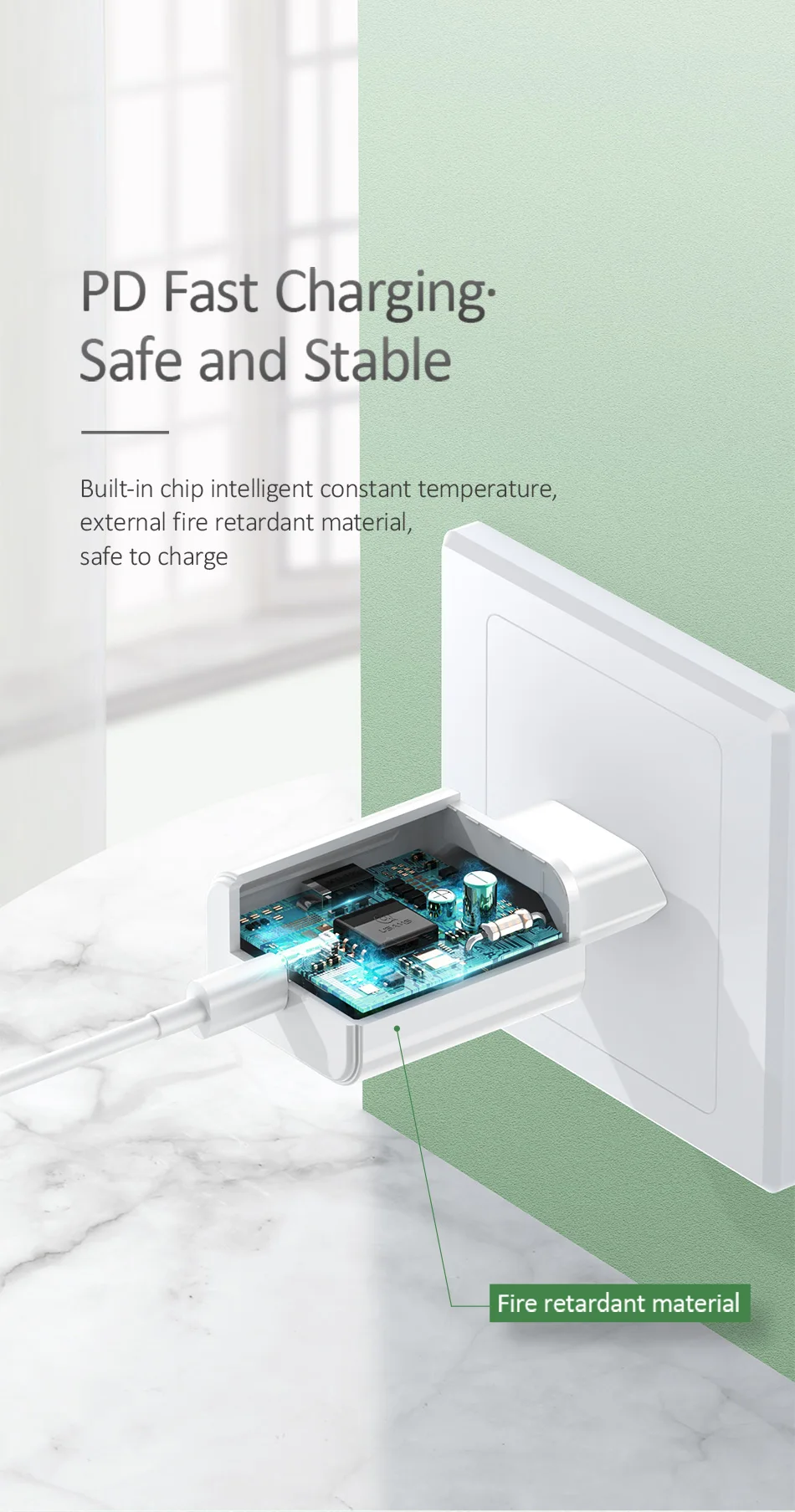 USAMS 18 Вт PD быстрое зарядное устройство USB зарядное устройство PD 3,0 usb type C адаптер для iPhone 8 X XS EU вилка Дорожное настенное зарядное устройство для мобильных телефонов