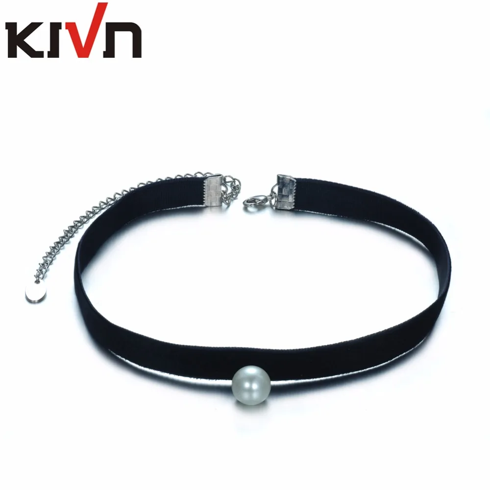 KIVN модные ювелирные изделия черный Ретро готический ошейник стеклянный жемчуг