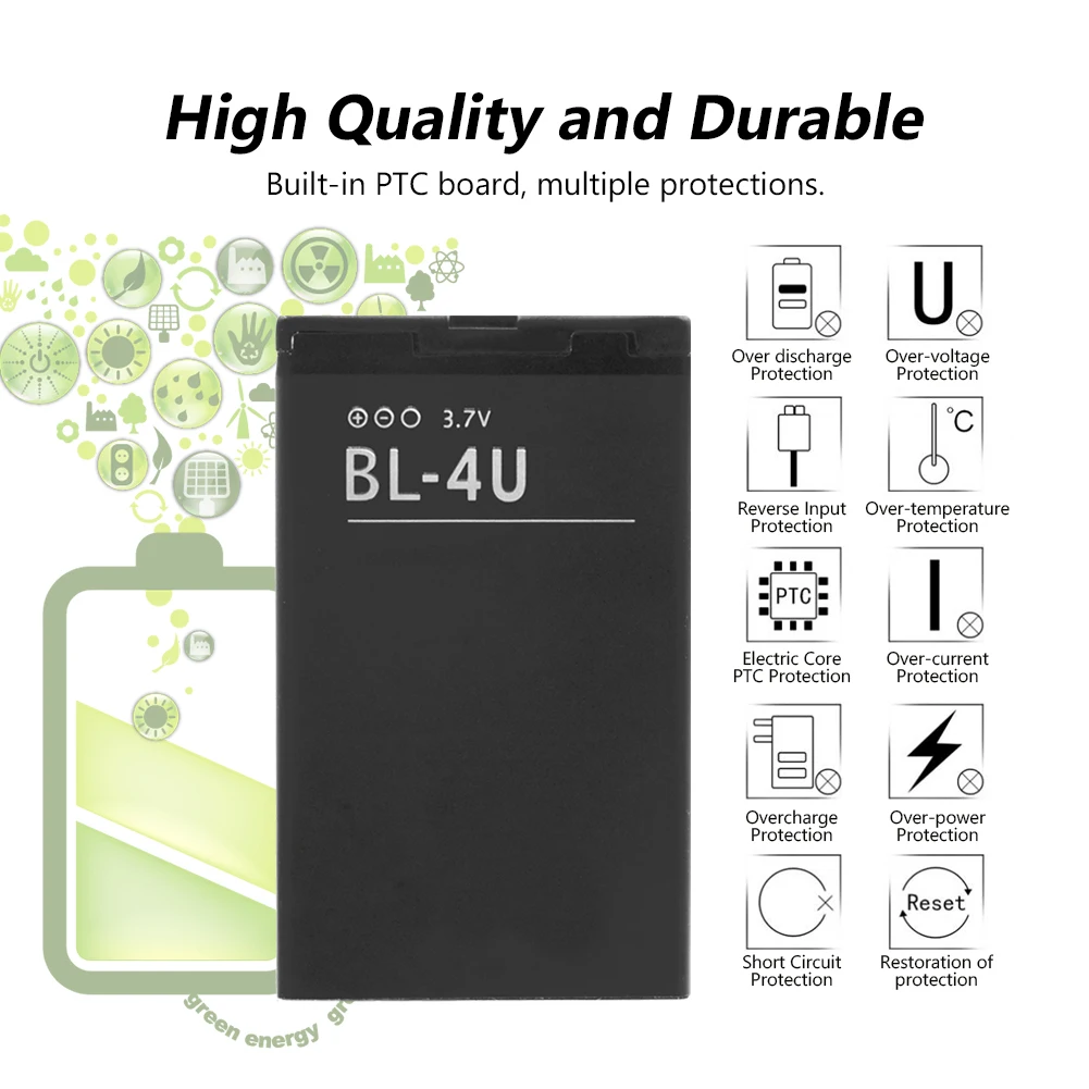 Оригинальные аккумуляторы для сотовых телефонов BL 4U Nokia 5250 5330 5730 6600 E66 E75 Asha 8800 BL4U