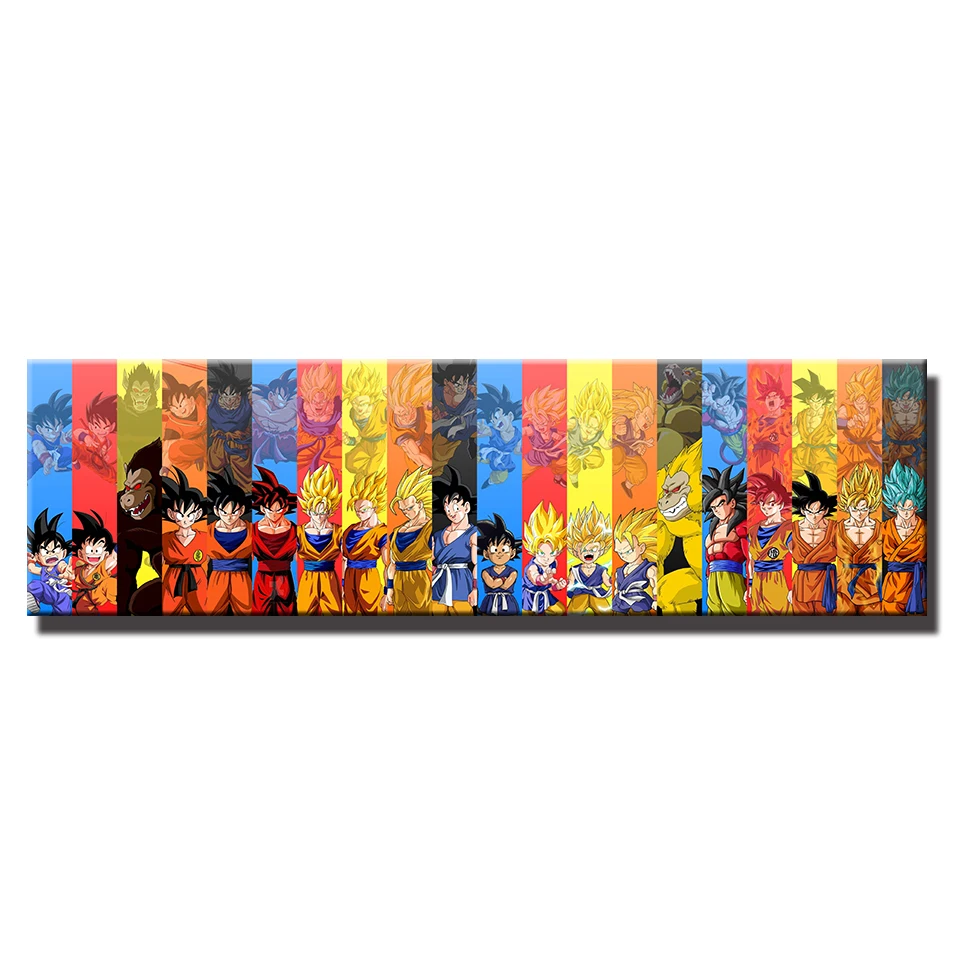 Cartoon Artwork Dragon Ball Characters Super Saiyan Goku HD Print Posters Anime Paintings on Canvas Wall Art for Home Decoration