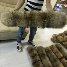 Натуральный меховой воротник для парки пальто роскошный Теплый натуральный енот шарф женские Большие меховые шарфы мужские куртки 60 см 65 см 70 см 75 см