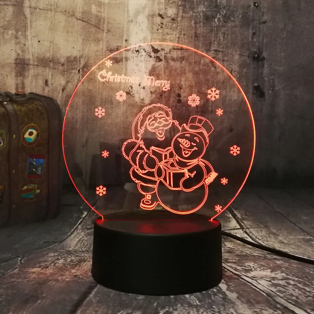 Новый милый Санта-Клаус и Снеговик 3D светодиодный ночник USB домашняя Настольная