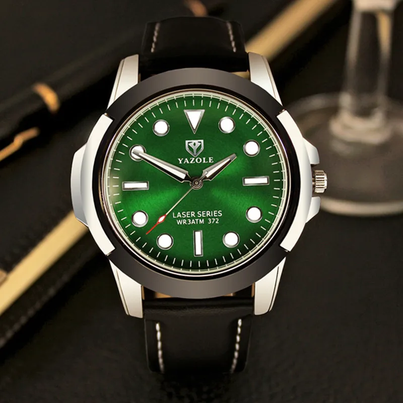 

YAZOLE Fashion Business Watch Men Waterproof Leather Men's Watch Man Luminous Sport Quartz Watch Male Clock relogio masculino