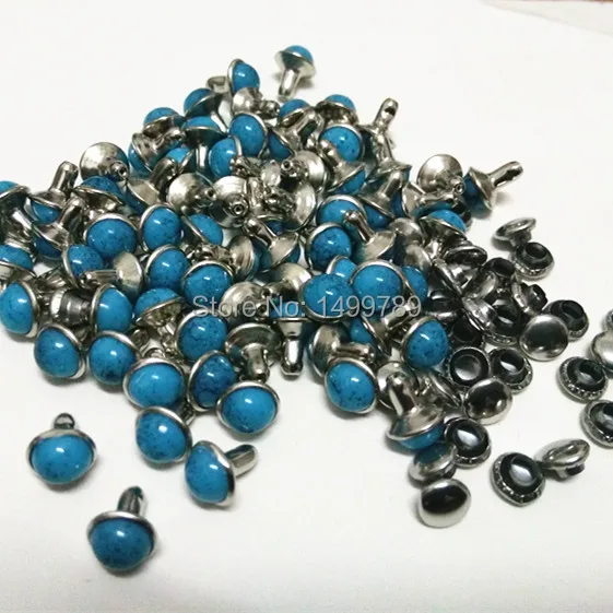 DIY100PCS 7mm Belt Bag Shoes Accessories Blue Turquoise Crack Rivets Leather Craft Punk Studs Shipping Free | Дом и сад