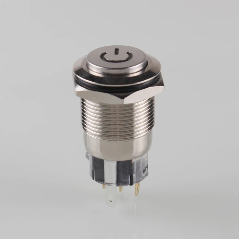 19mm High Head Push Button Switch Waterproof Power Symbol Led Self locking Momentary with Free Connector | Обустройство дома