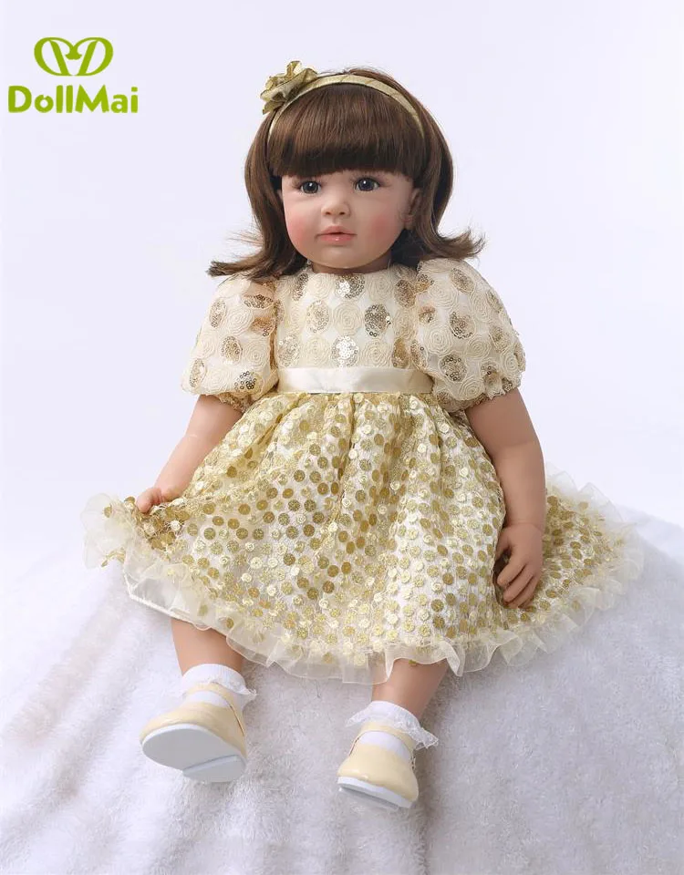 60cm Silicone Reborn Baby Doll Toys 24inch Princess Toddler bebe modeling collectible doll Brinquedos play house toys girl | Игрушки и