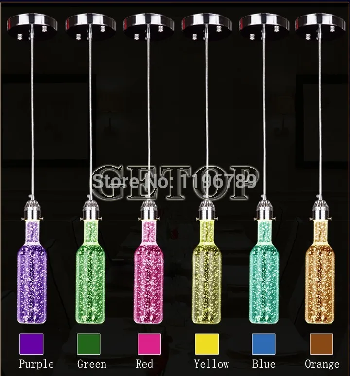 Best Price Bubble Crystal Bottle Pendant Lights BAR lamp creative personality LED restaurant crystal art 6 color for shoose | Лампы и