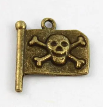 

FREE SHIPPING 60PCS Antiqued bronze Pirate flag charms A11191B