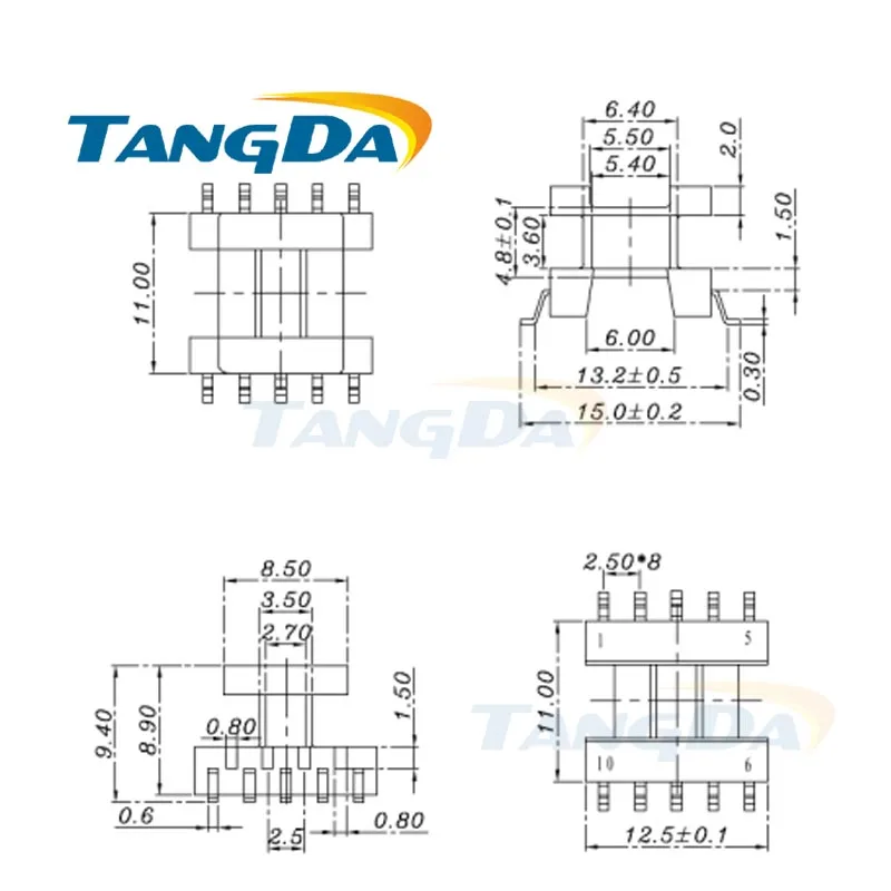 

Tangda EI EI12.5 Тип 5 + 5 pin 10P магнитный сердечник + скелет ферритовый силовой трансформатор корпус PC40 SMD