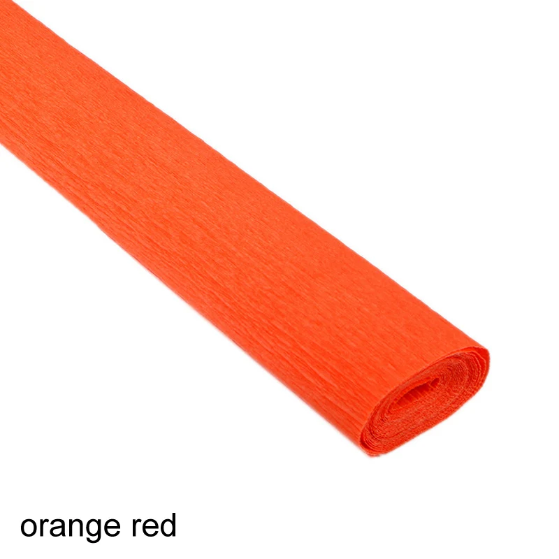 orange red Детский сад складной Скрапбукинг подарки крепированная бумага ремесло DIY цветок оберточная гирлянда 250x50 см декоративное оригами 21 цвет - Цвет: orange red