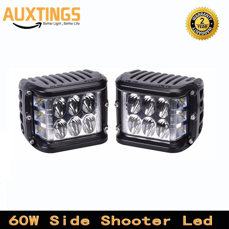 Beste 60W 4Inch Cubes Pod Led Verlichting 12V 24V Spot Flood Voor 4X4 Offroad Atv Truck Boot Utv Auto Rijden Licht Led Bar