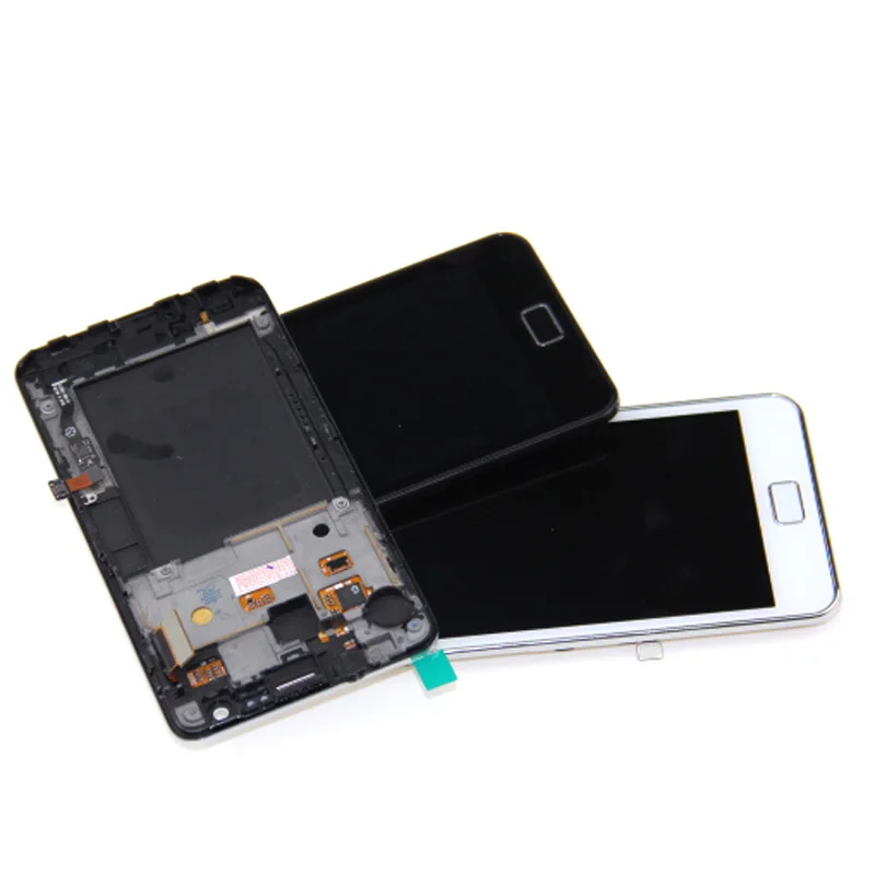 Для samsung Galaxy S2 i9100 ЖК-дисплей с сенсорный экран + каркасные Белый Бесплатная