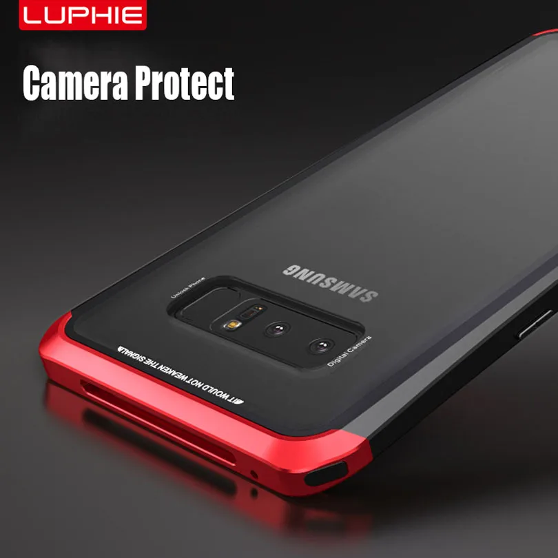 Чехол для samsung Galaxy Note 8 Luphie Алюминий Кепки+ PC Рамка+ 9 H Стекло Сзади Двойной Цвет чехол для Note8 SN85