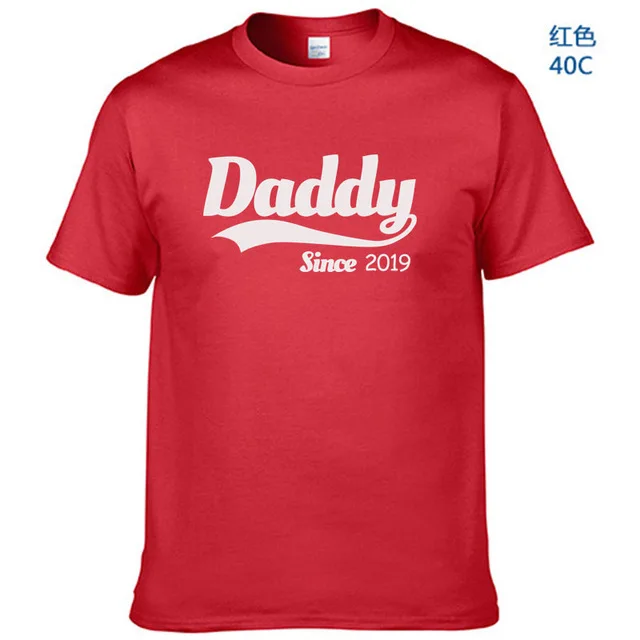Red-W Летний Стиль Daddy Since забавная Футболка мужская повседневная футболка с коротким рукавом для папы, папы, новорожденного ребенка - Цвет: Red-W