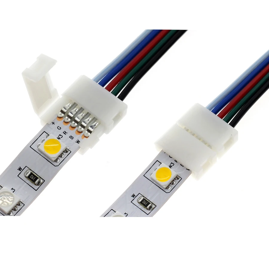 

LED RGB 5050 LED Light Strip Connector 4 Pins 10 mm Wide Strip to Strip Jumper 10-pack Wire Solderless