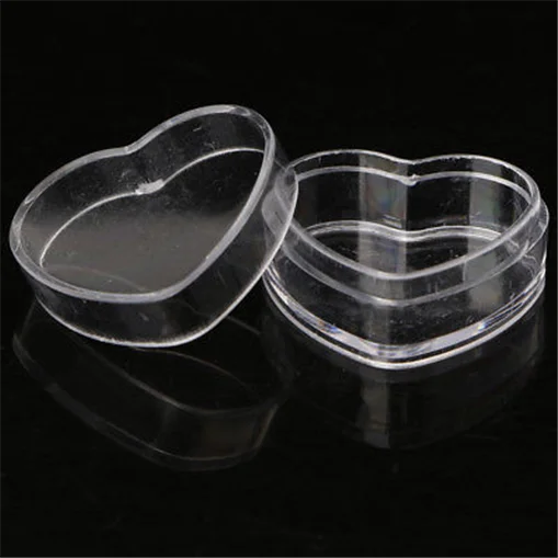 10 шт. прозрачные пластиковые коробочки для крема в форме сердца|Многоразовые