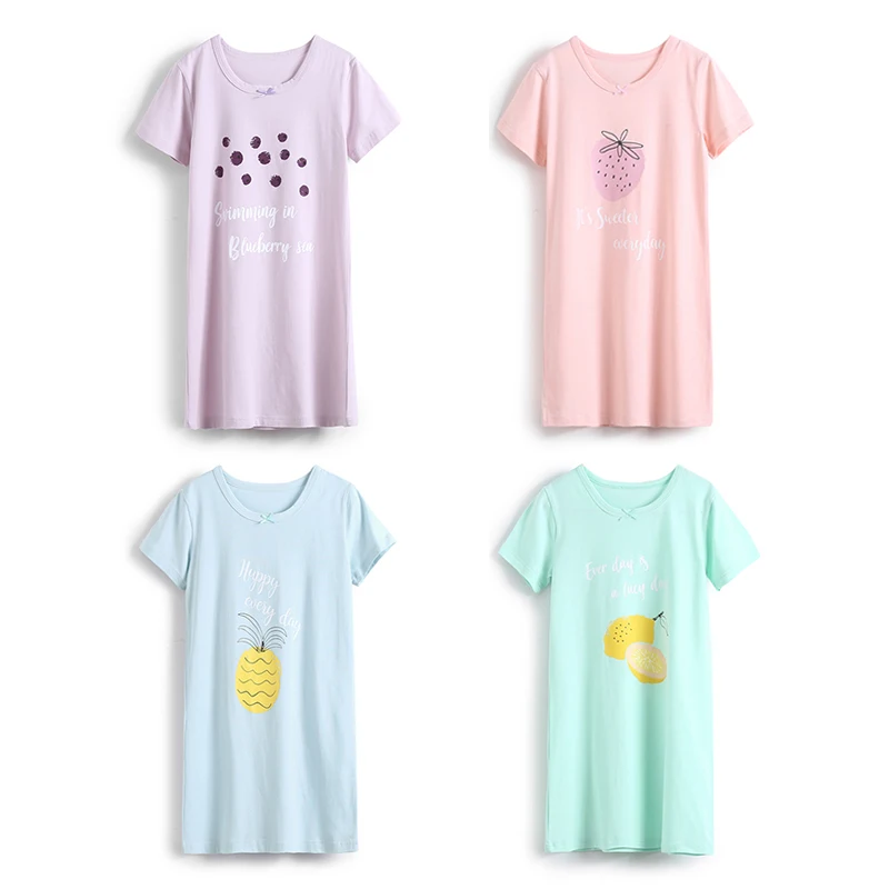 2019 детские пижамы летние платья хлопковые для девочек Милая Ночная рубашка с