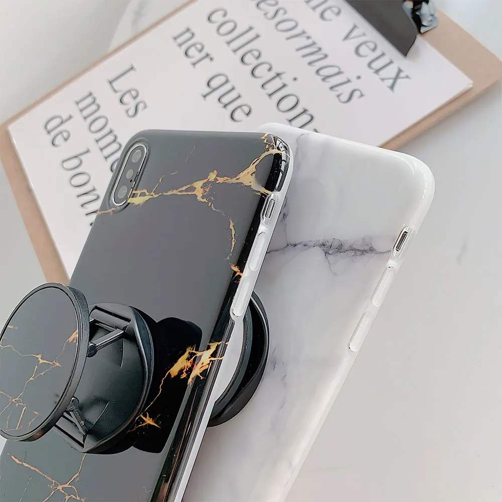 Жесткий чехол из поликарбоната для телефона iPhone 8 Plus X XS XR Xs 7 с мраморным рисунком 6