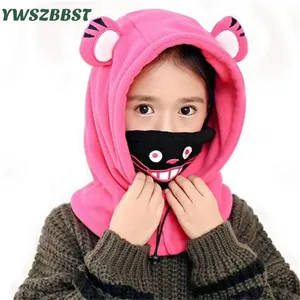 Зимняя детская шапка из мягкого флиса теплая шапка для младенца с капюшоном шарф маска модные детские шапки для девочек детские шапки для мальчиков