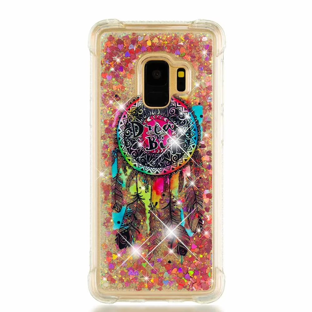 Big Dreamcatcher Глиттер, Переливающаяся жидкость бампер чехол для Samsung Galaxy S5 S6 S7 край S8 S9 плюс A8 плюс J330 J530 J730 чехол «зыбучие пески» B31 - Цвет: Big Dreamcatcher