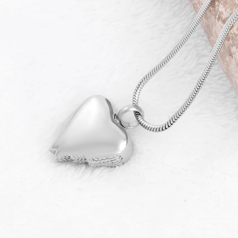 IJD8413 эмаль Крыло ангела перо сердце из нержавеющей стали мемориальная урна