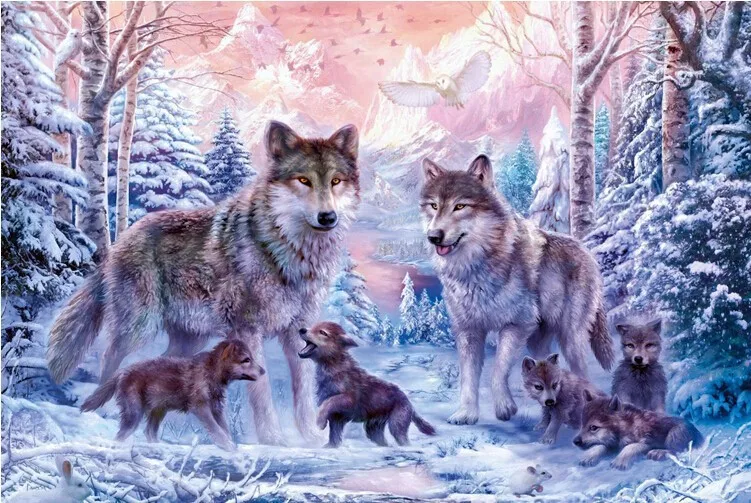 

5D Full Drill Diy Diamond Painting Square Rhinestone Sets Diamond Handmade Animal Wolf Cross Stitch Diamond Embroidery