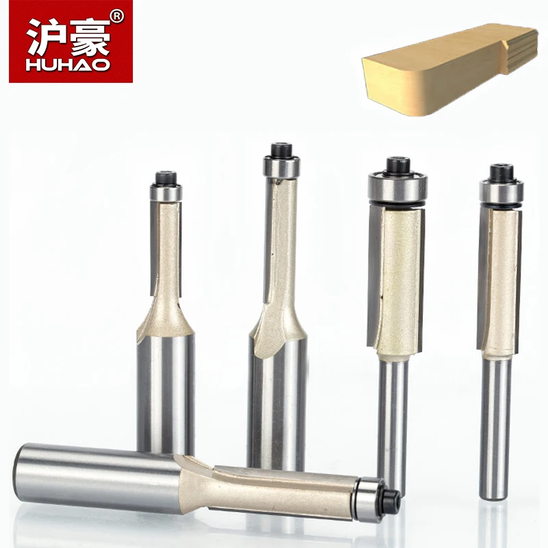 

HUHAO 5pcs/lot Trim Router Bits for Wood 1/4" 1/2" Shank Flush Trimming Cutters With Bearing Woodworking Tool Milling Cutter