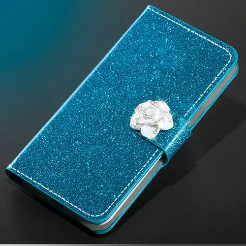 Blue Camellia Чехол ZOKTEEC для Xiaomi Redmi Note 7 Redmi 7 Pro, флип-книжка для женщин и девочек, блестящий кожаный чехол-подставка, чехол-кошелек с бабочкой - Цвет: Blue Camellia