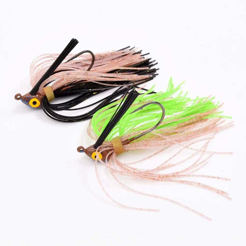 2 шт./набор 9 г Черная большая рот Бас Рыба Металлический приманка Пайка с крючком из резины для рыбалки Резиновый груз Jig Мягкая приманка L21 на.