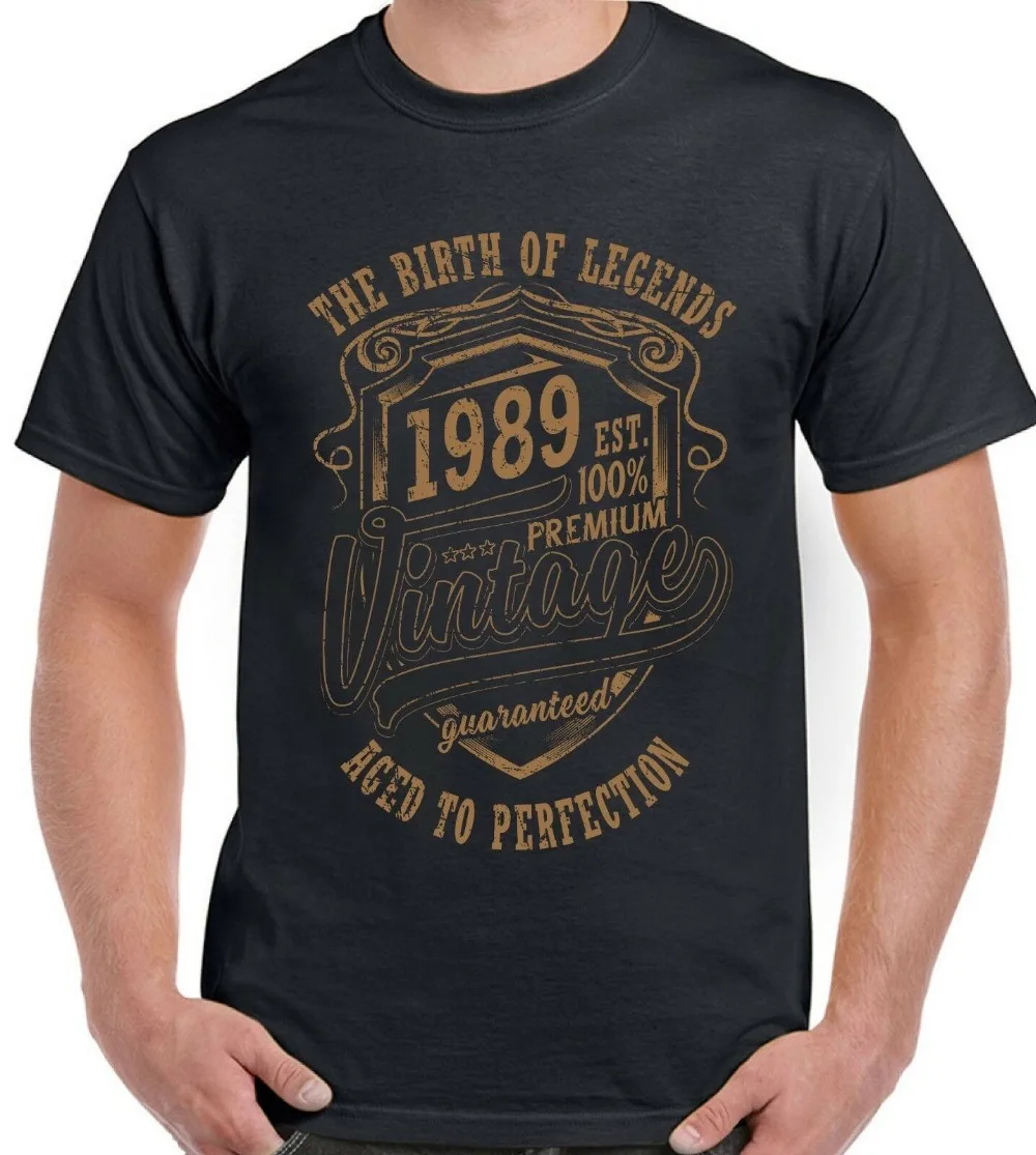 

Мужская футболка с принтом The Birth of Legends, Повседневная футболка из 1989 хлопка с круглым вырезом для 30-летнего дня рождения, 2019