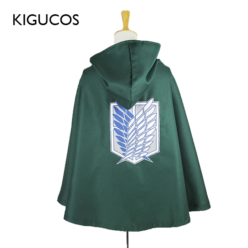 

KIGUCOS Attack on Titan Cape Black And Green Anime Shingeki No Kyojin Scouting Legion Cloak Eren Levi Cosplay Costumes