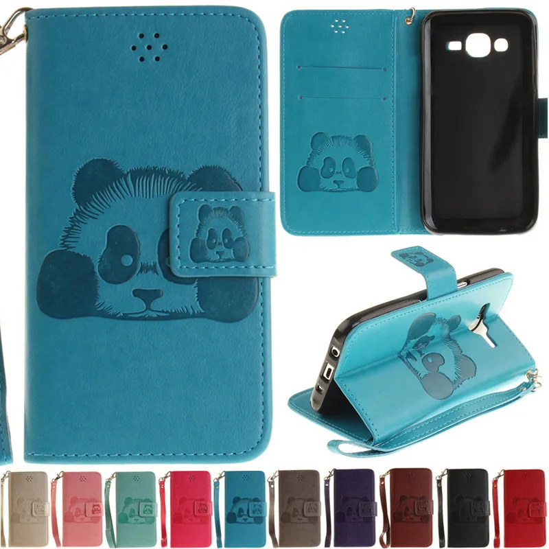 Neo Роскошный милый кожаный флип чехол с ремешком и рисунком панды для Samsung Galaxy J5 2015