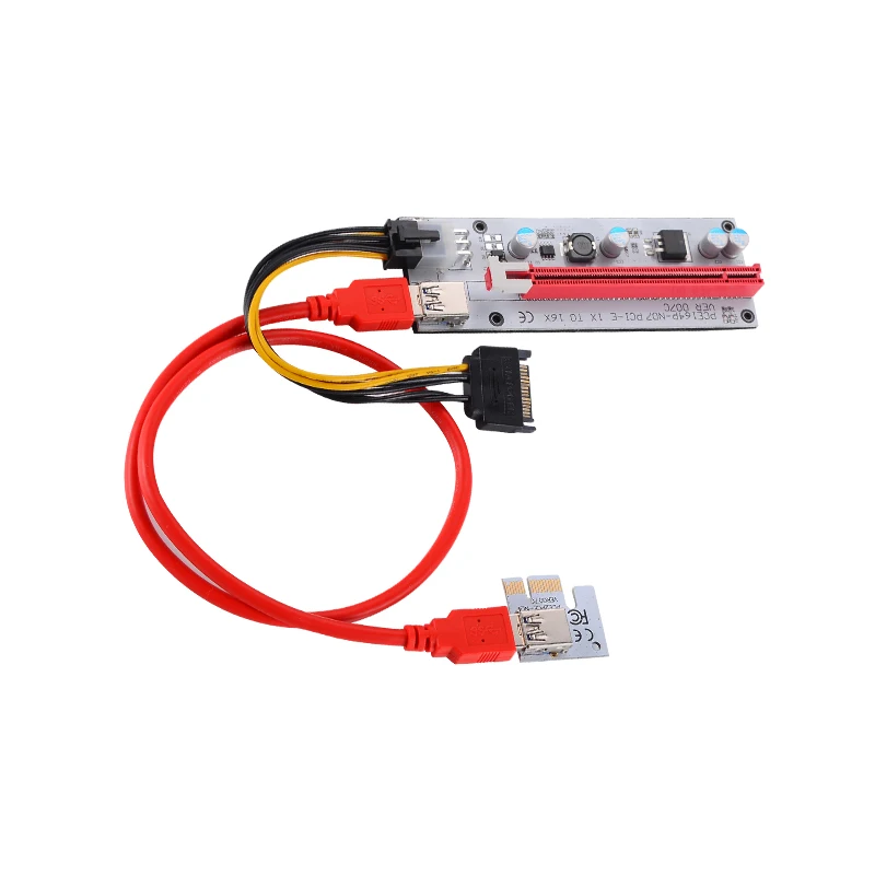 3 в 1 4-контактный Riser Card Molex PCI-E 6pin SATA 60 см PCIE 1x к 16x PCI Express для Antminer Bitcoin Miner Mining |