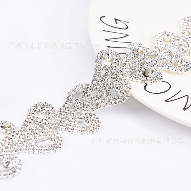 2yards Silver Gun Grey Rhinestone Chain Ribbon Crystal Lace Trim Sew On Garment Bags Shoes Wedding Dress Applique Accessories | Дом и сад