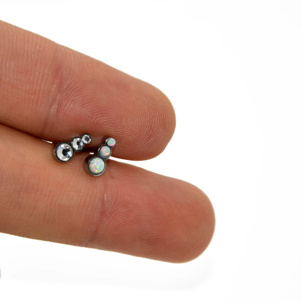 1 шт. хирургические стальные трио огненные снежные опаловые серьги пусеты с